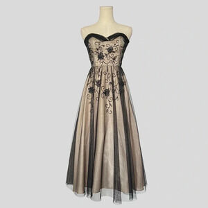 Morgan & Co. Vintage Tulle Black Beaded Sequins Dress Size 7/8